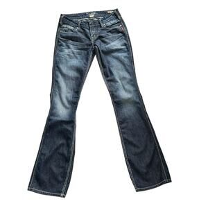 Silver Jeans Women’s Size 27 Blue Twisted Bootcut Medium Wash Stitching Denim